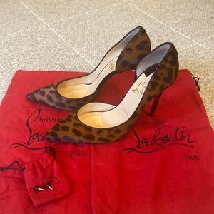 Christian Louboutin Leopard Print Pointed Toe Pumps - Brown & Black